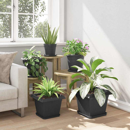 Kvadratisk Blomkruka 6 pcs Svart 28,5 x 28,5 x 22 cm Plast