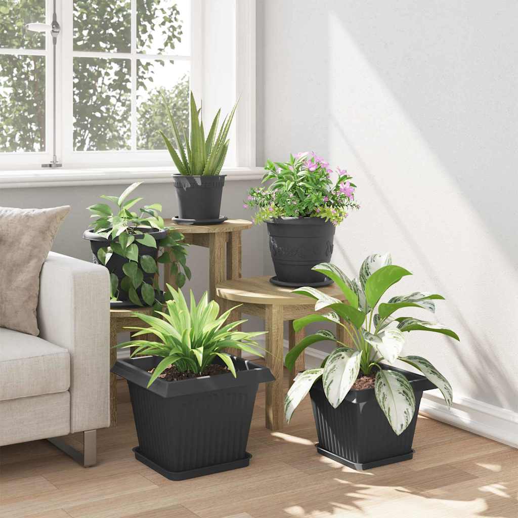 Kvadratisk Blomkruka 6 pcs Svart 33 x 33 x 26 cm Plast