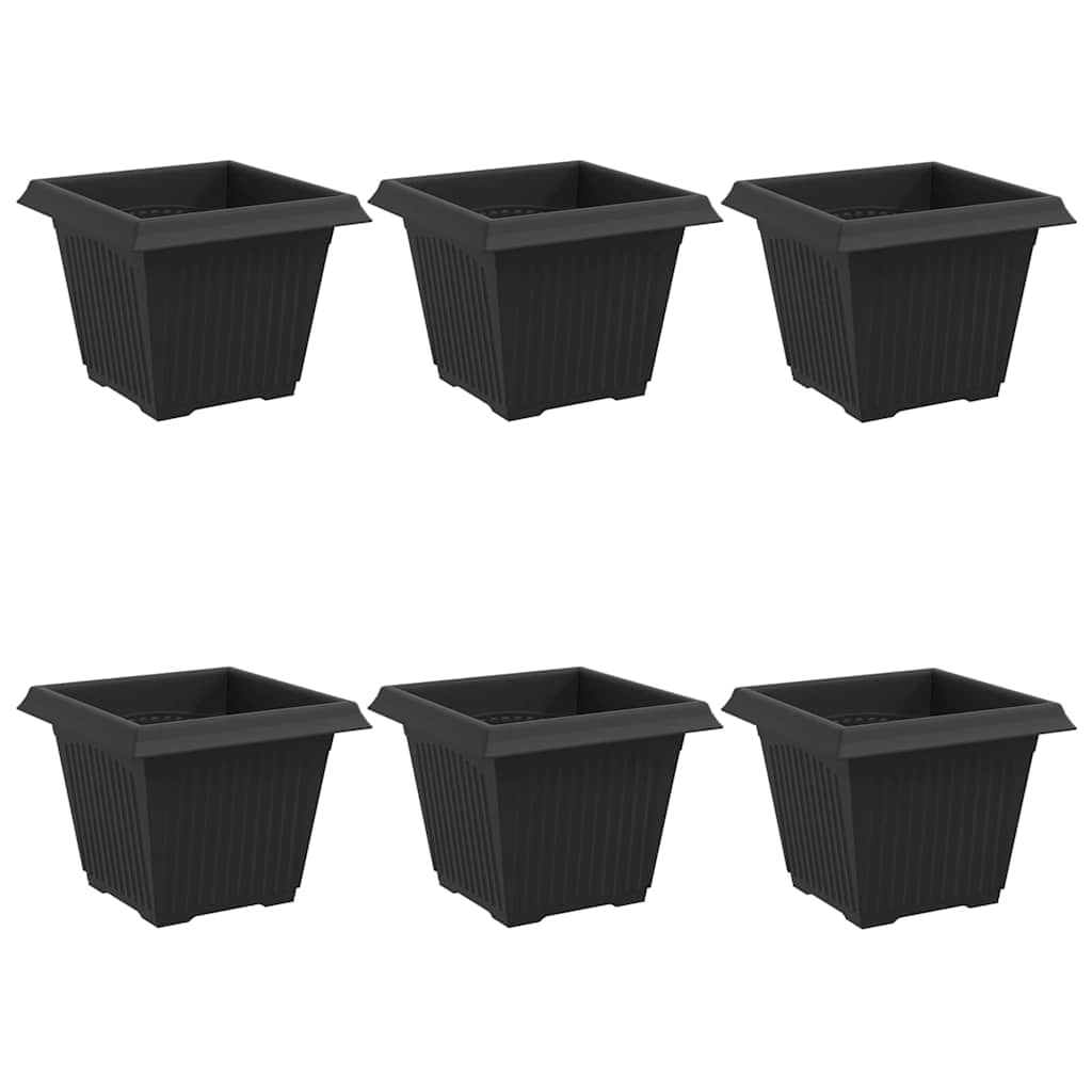 Kvadratisk Blomkruka 6 pcs Svart 33 x 33 x 26 cm Plast