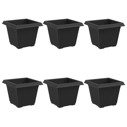 Kvadratisk Blomkruka 6 pcs Svart 33 x 33 x 26 cm Plast