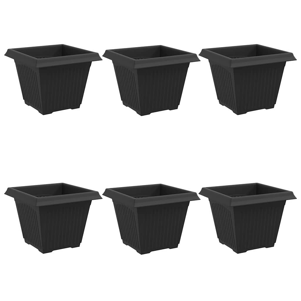 Kvadratisk Blomkruka 6 pcs Svart 38 x 38 x 30 cm Plast