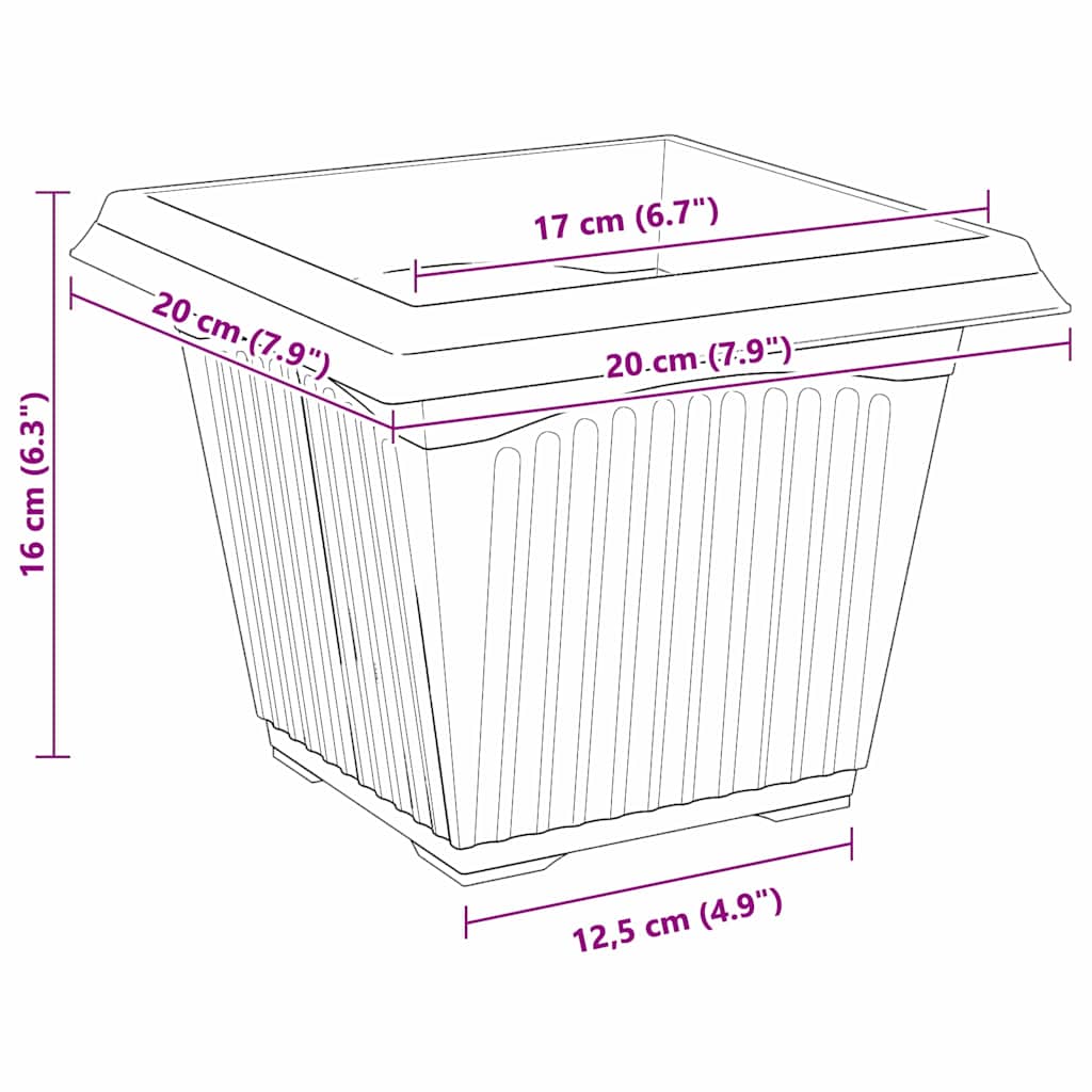 Kvadratisk Blomkruka 24 pcs Murgrön 20 x 20 x 16 cm Plast