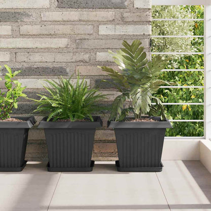 Kvadratisk Blomkruka 24 pcs Svart 28,5 x 28,5 x 22 cm Plast
