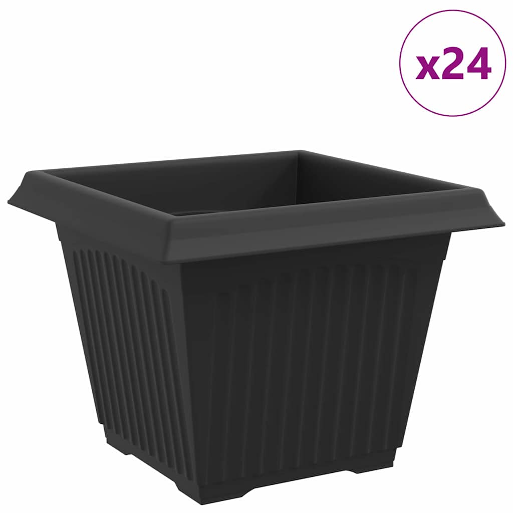 Kvadratisk Blomkruka 24 pcs Svart 28,5 x 28,5 x 22 cm Plast