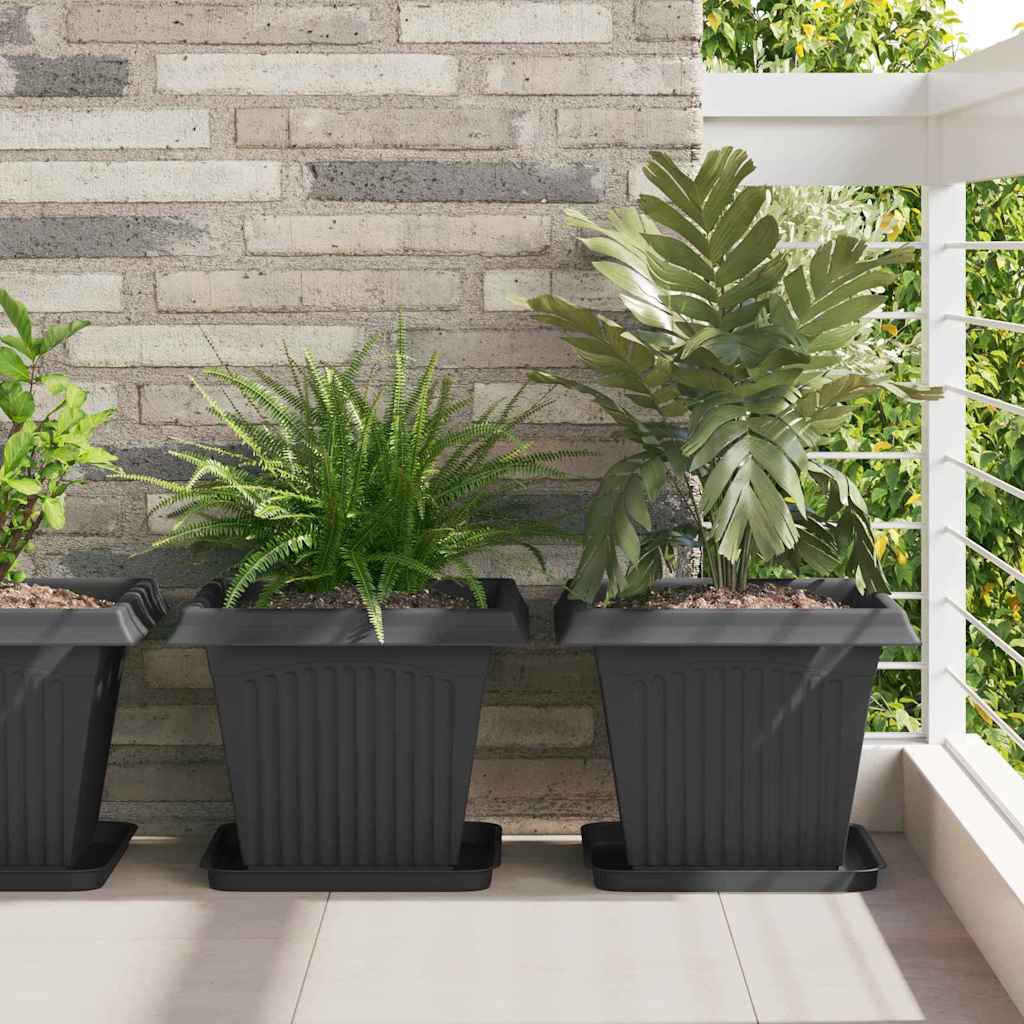 Kvadratisk Blomkruka 24 pcs Svart 38 x 38 x 30 cm Plast