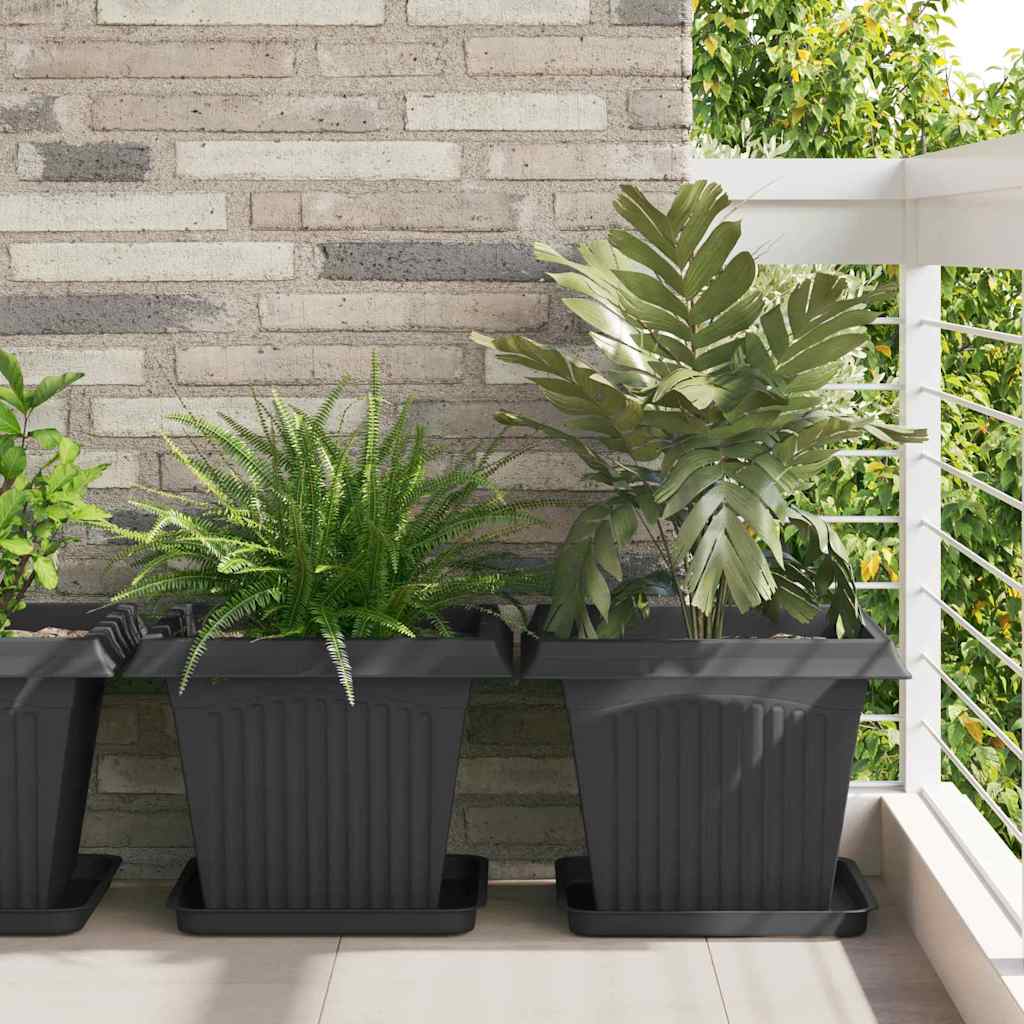 Kvadratisk Blomkruka 24 pcs Svart 43 x 43 x 33,5 cm Plast