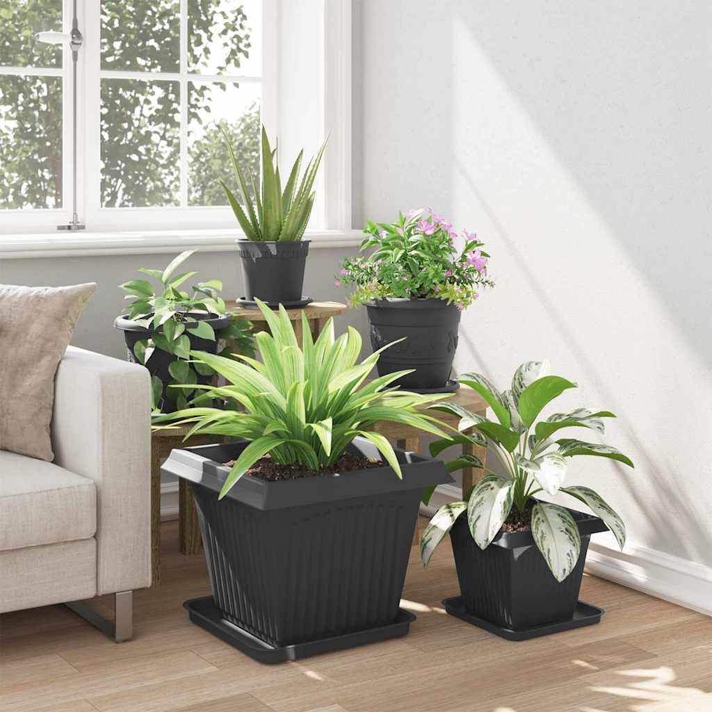 Kvadratisk Blomkruka 24 pcs Svart 43 x 43 x 33,5 cm Plast