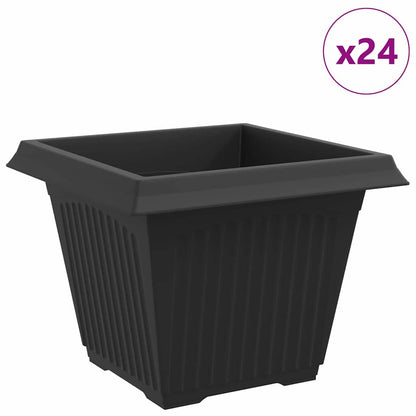 Kvadratisk Blomkruka 24 pcs Svart 43 x 43 x 33,5 cm Plast