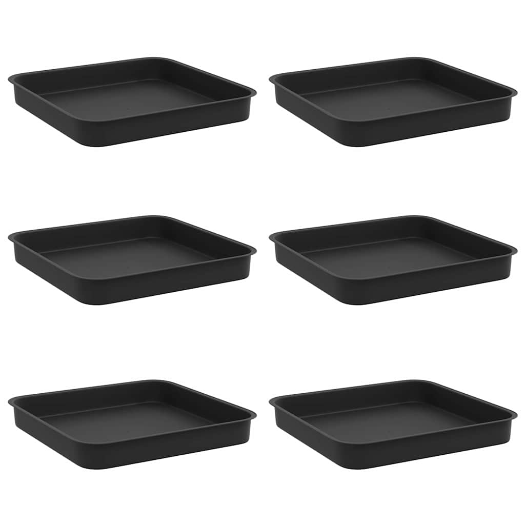 Fyrkantig Blomkruka 6 pcs Svart 15 x 15 x 2 cm Plast