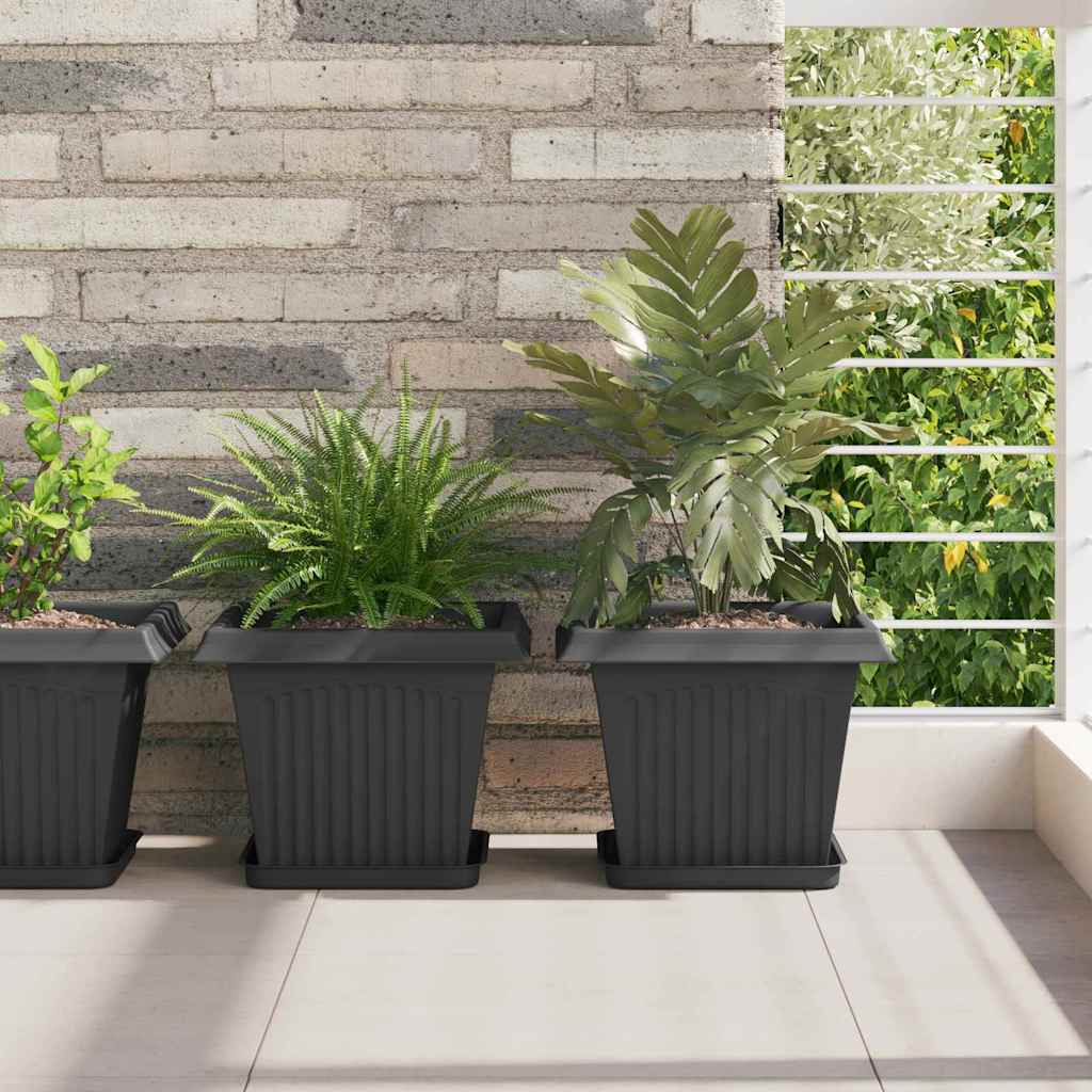 Fyrkantig Blomkruka 6 pcs Svart 21 x 21 x 2 cm Plast