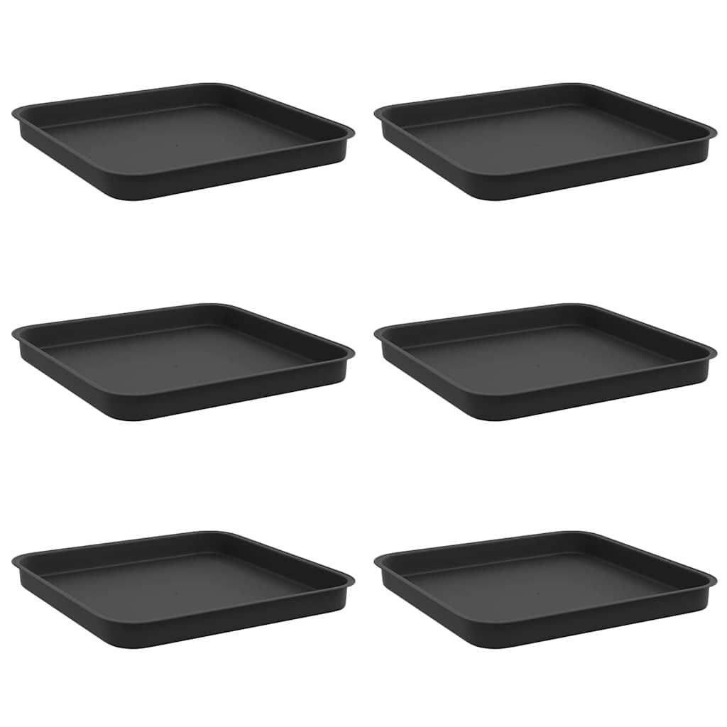 Fyrkantig Blomkruka 6 pcs Svart 21 x 21 x 2 cm Plast