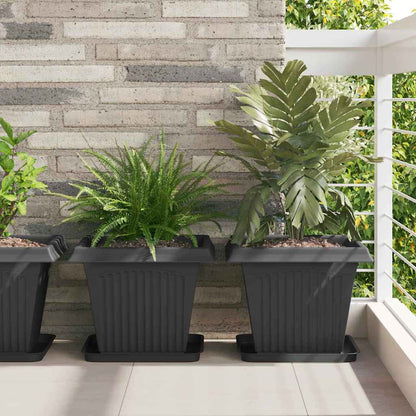 Fyrkantig Blomkruka 6 pcs Svart 32 x 32 x 2,5 cm Plast