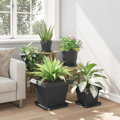 Fyrkantig Blomkruka 6 pcs Svart 32 x 32 x 2,5 cm Plast
