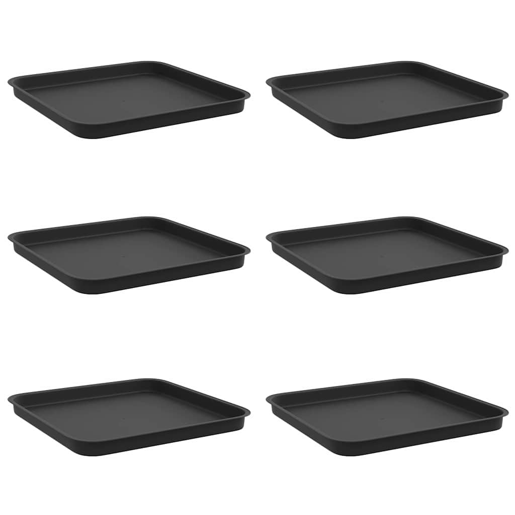 Fyrkantig Blomkruka 6 pcs Svart 32 x 32 x 2,5 cm Plast