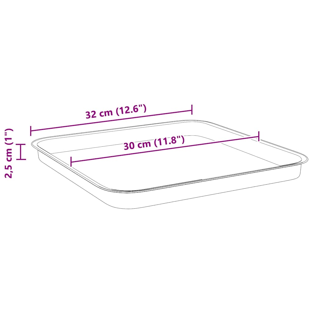Fyrkantig Blomkruka 6 pcs Svart 32 x 32 x 2,5 cm Plast
