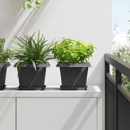 Fyrkantig Blomkruka 24 pcs Svart 18 x 18 x 2 cm Plast