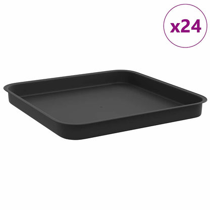 Fyrkantig Blomkruka 24 pcs Svart 21 x 21 x 2 cm Plast