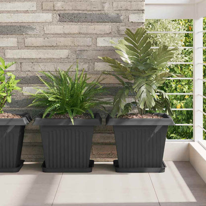 Fyrkantig Blomkruka 24 pcs Svart 25,5 x 25,5 x 2,5 cm Plast