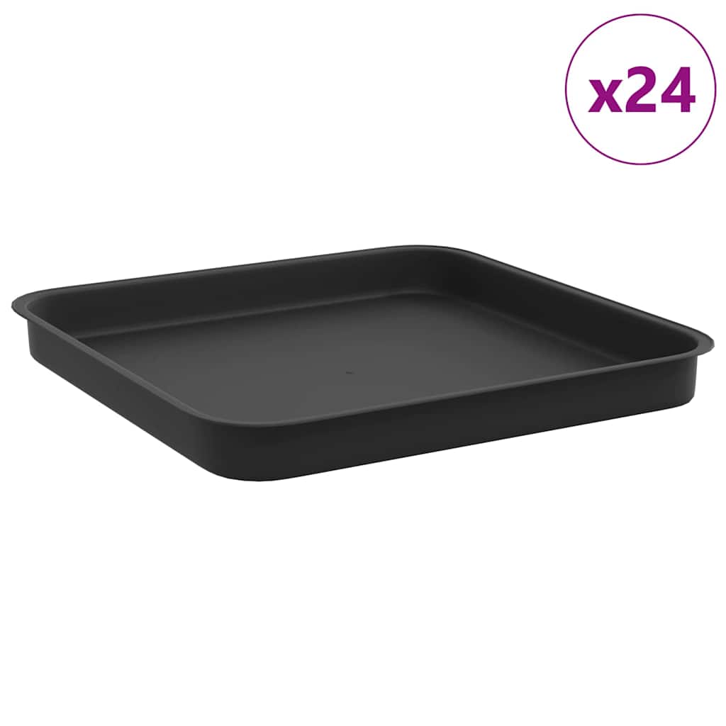 Fyrkantig Blomkruka 24 pcs Svart 25,5 x 25,5 x 2,5 cm Plast