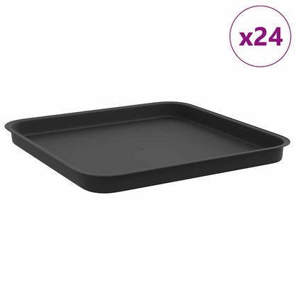 Fyrkantig Blomkruka 24 pcs Svart 32 x 32 x 2,5 cm Plast