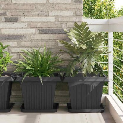 Fyrkantig Blomkruka 24 pcs Svart 36 x 36 x 2.5 cm Plast