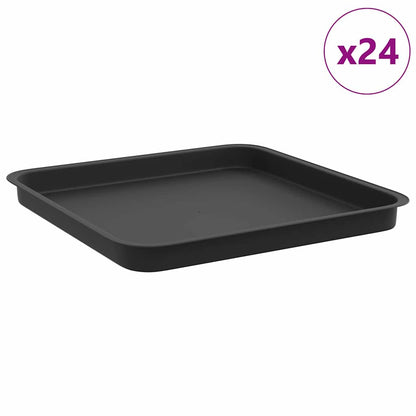 Fyrkantig Blomkruka 24 pcs Svart 36 x 36 x 2.5 cm Plast