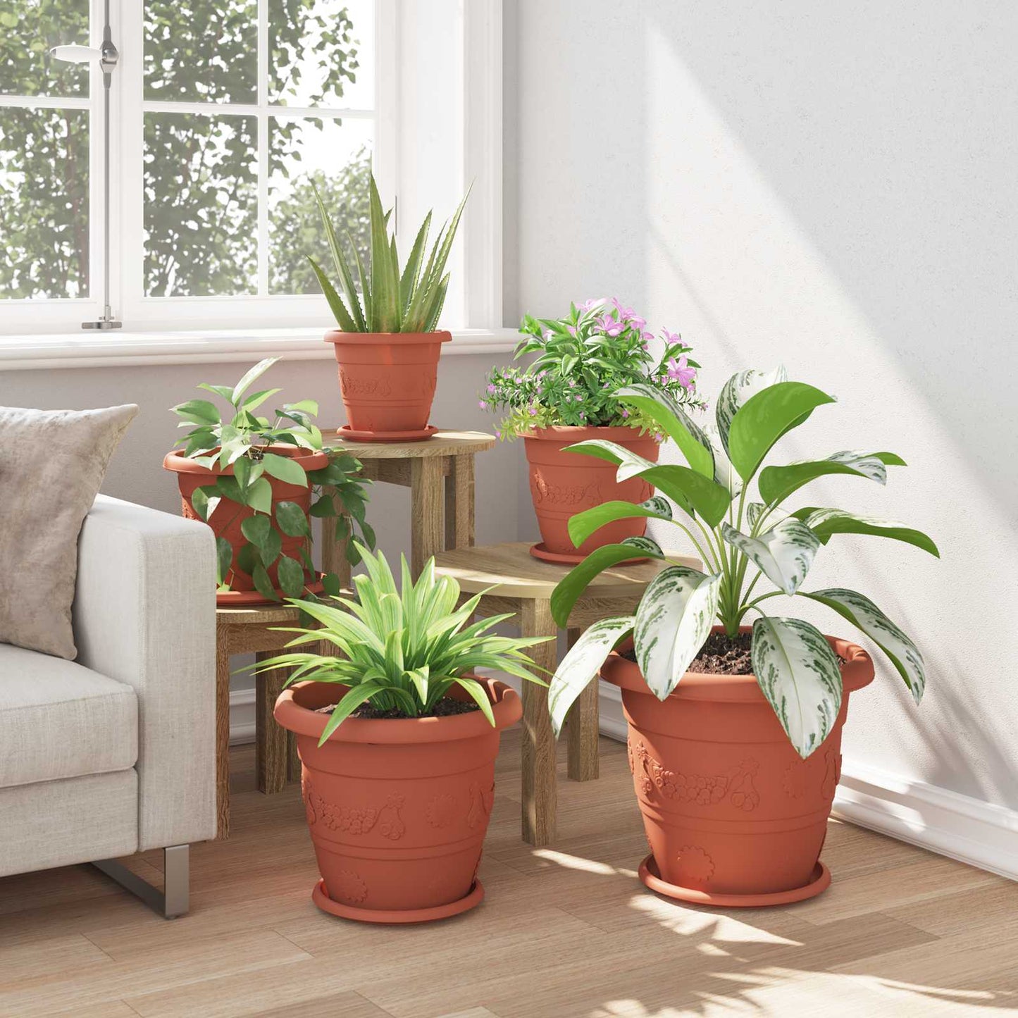 Växtkrukor 6 pcs Murgrön Ø 26 x 21,5 cm Plast