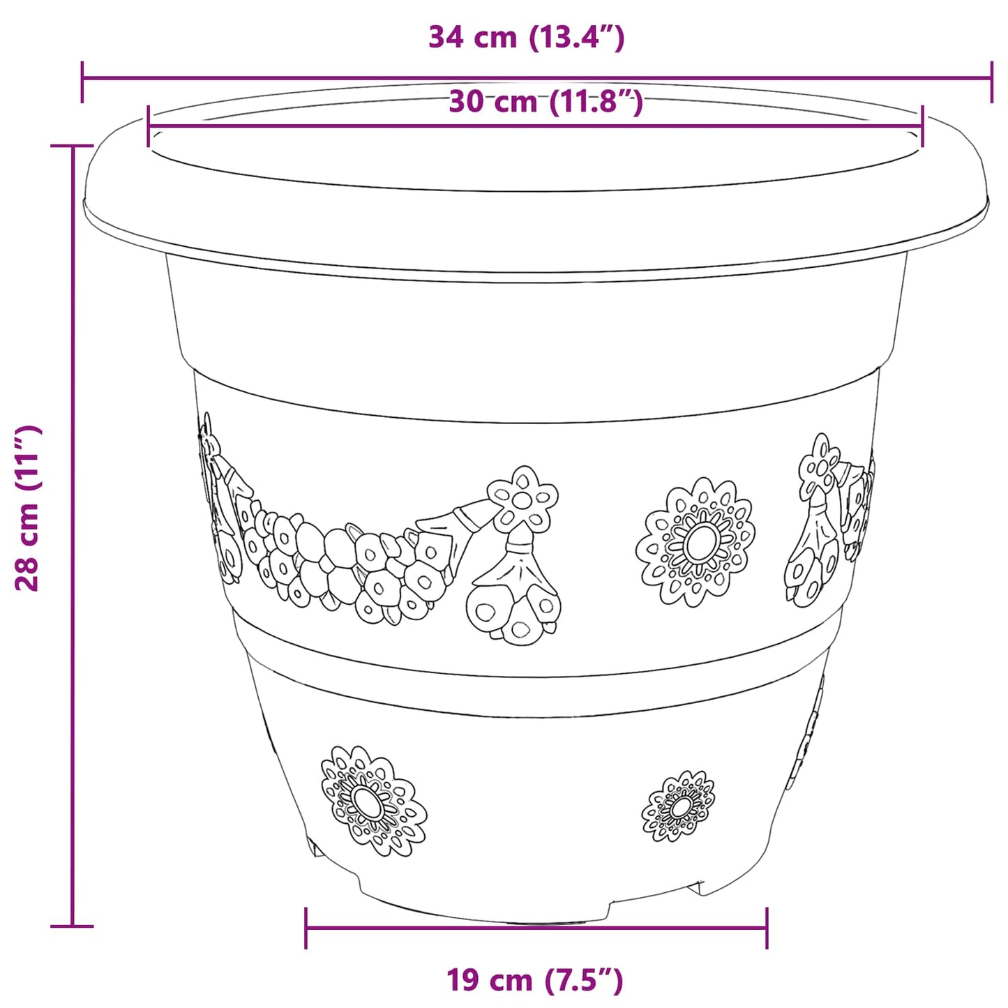 Växtkrukor 6 pcs Murgrön Ø 26 x 21,5 cm Plast
