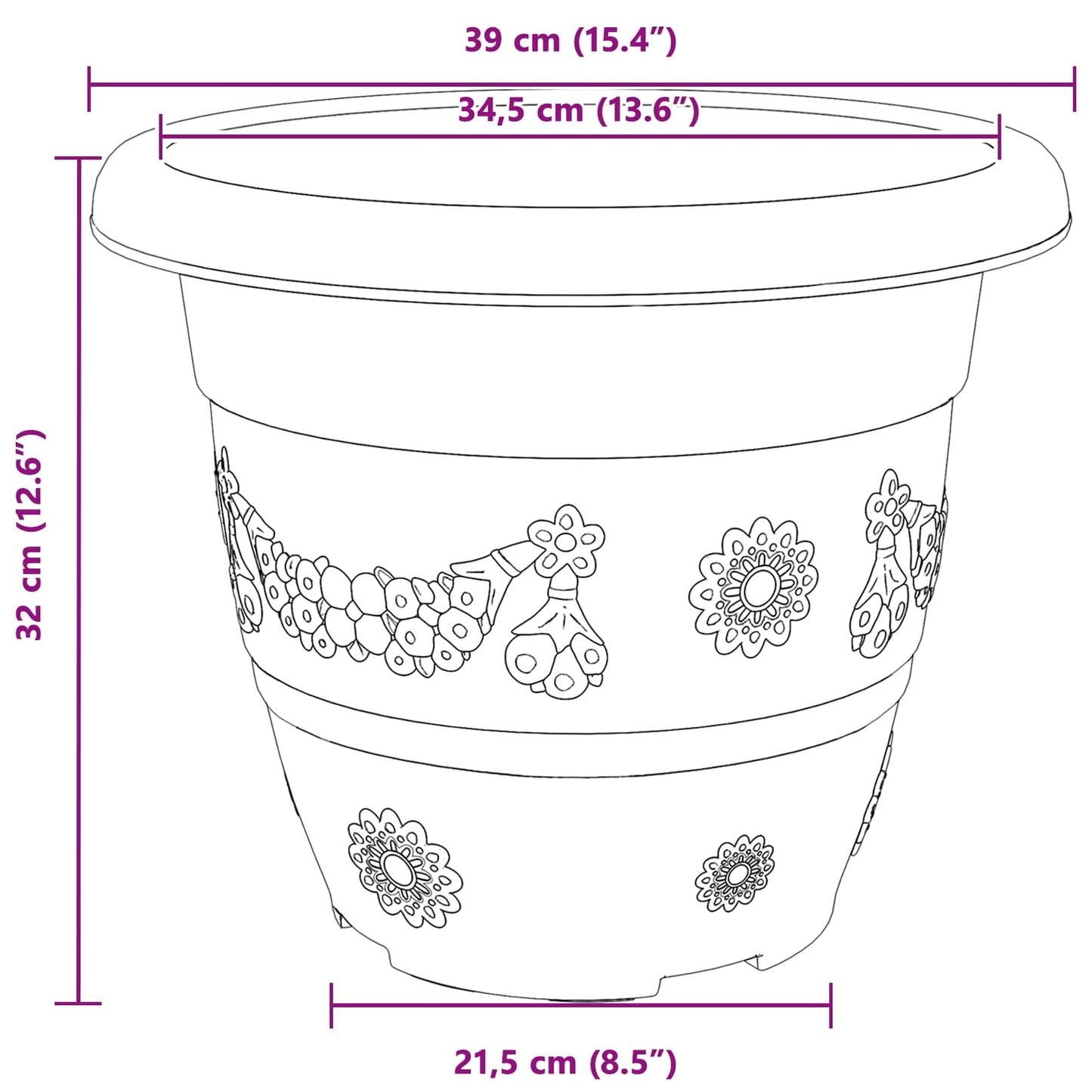 Växtkrukor 6 pcs Murgrön Ø 39 x 32 cm Plast