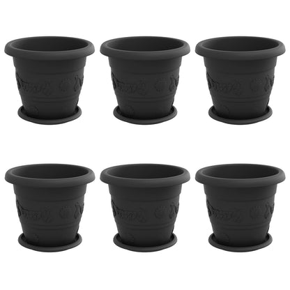 Växtkrukor 6 pcs Svart Ø 26 x 21,5 cm Plast