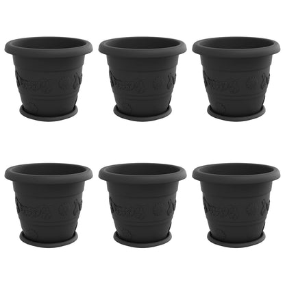 Växtkrukor 6 pcs Svart Ø 26 x 21,5 cm Plast