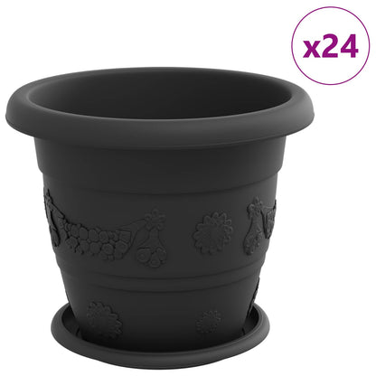 Växtkrukor 24 pcs Svart Ø 26 x 21,5 cm Plast