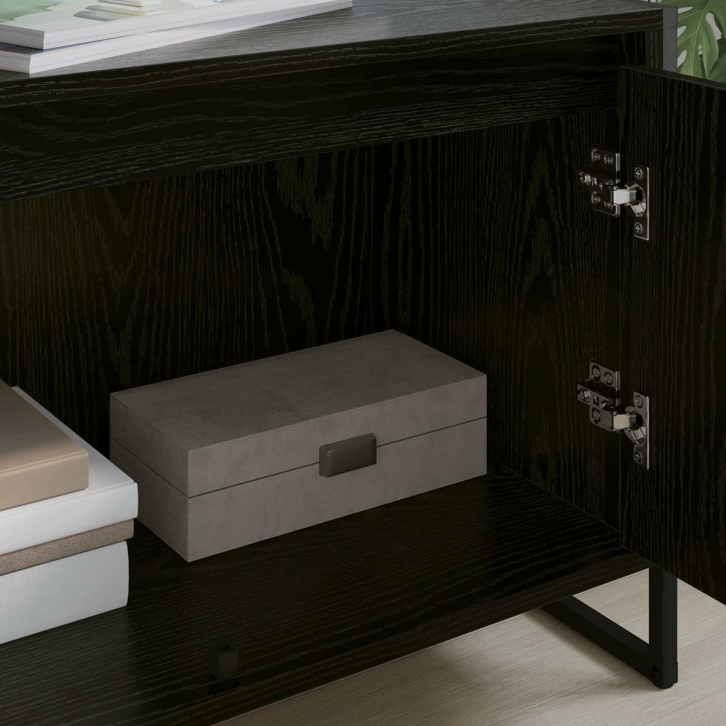 TV-skåp Svart Ek 140 x 36 x 49,5 cm Konstruerat trä