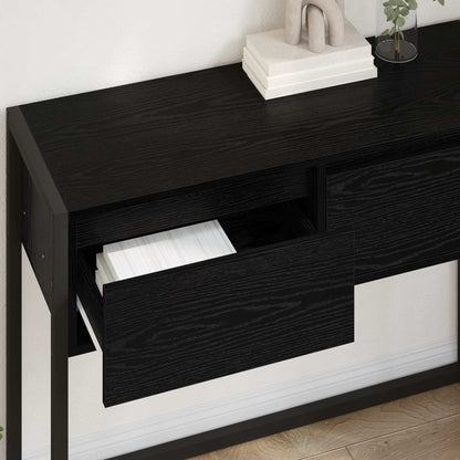 Sidobord med låda Svart Ek 100 x 36 x 75 cm Konstruerat trä