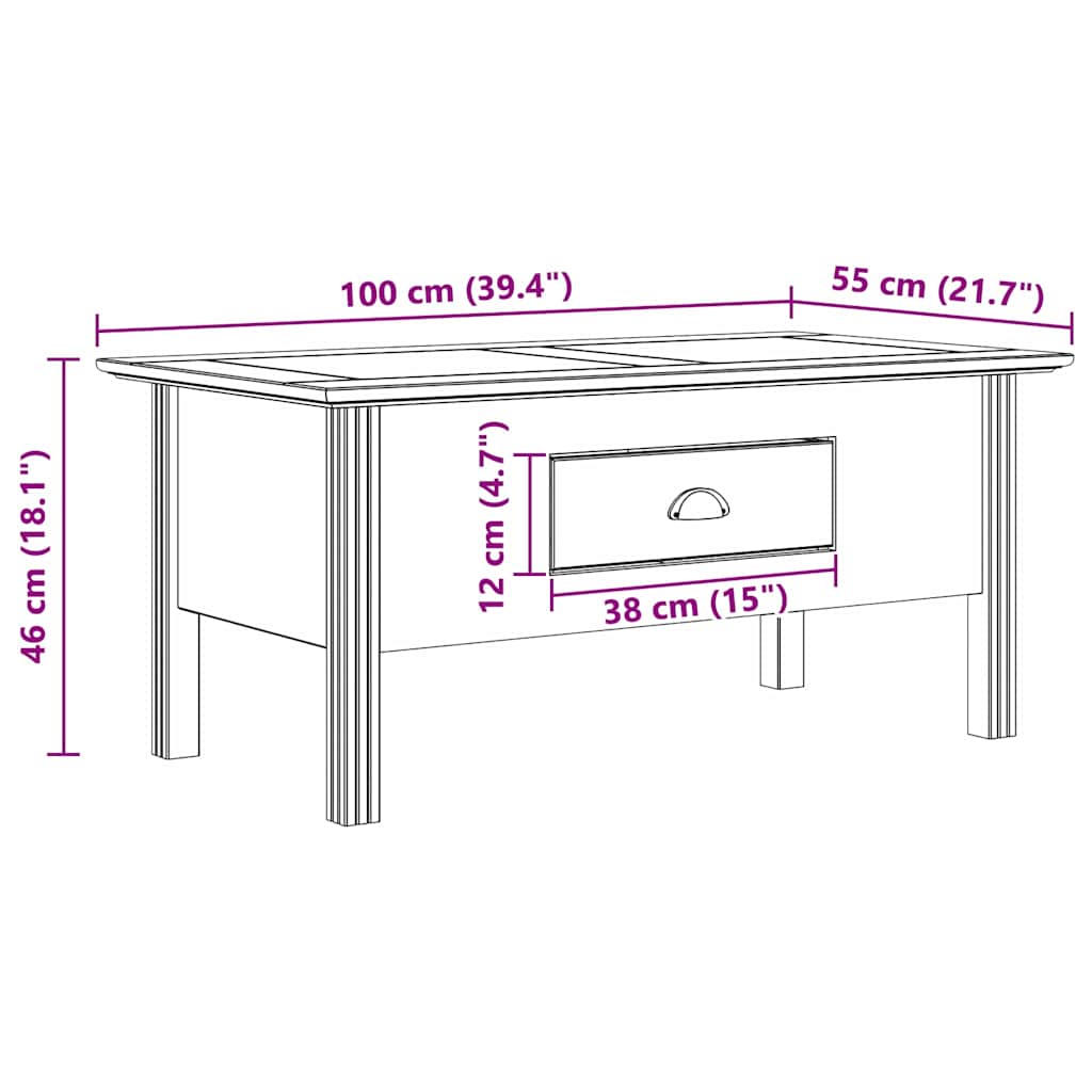 Kaffeebord BODO Honung brun 100 x 55 x 45,8 cm Konstruerat trä
