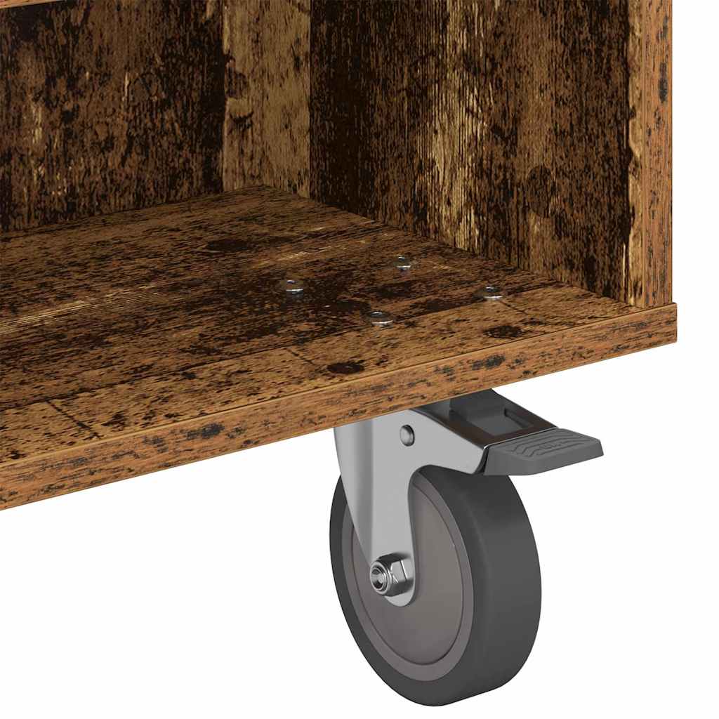 Sido bord med hjul Gammalt trä 90 x 50 x 30 cm Konstruerat trä