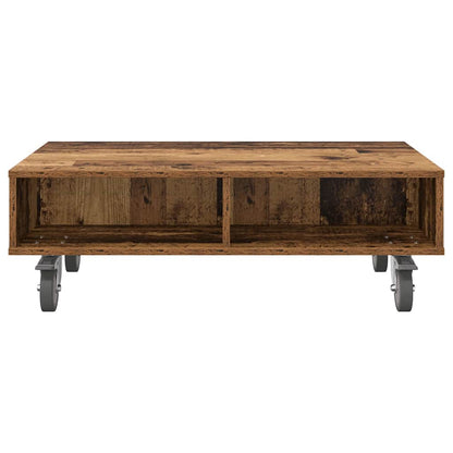 Sido bord med hjul Gammalt trä 90 x 50 x 30 cm Konstruerat trä