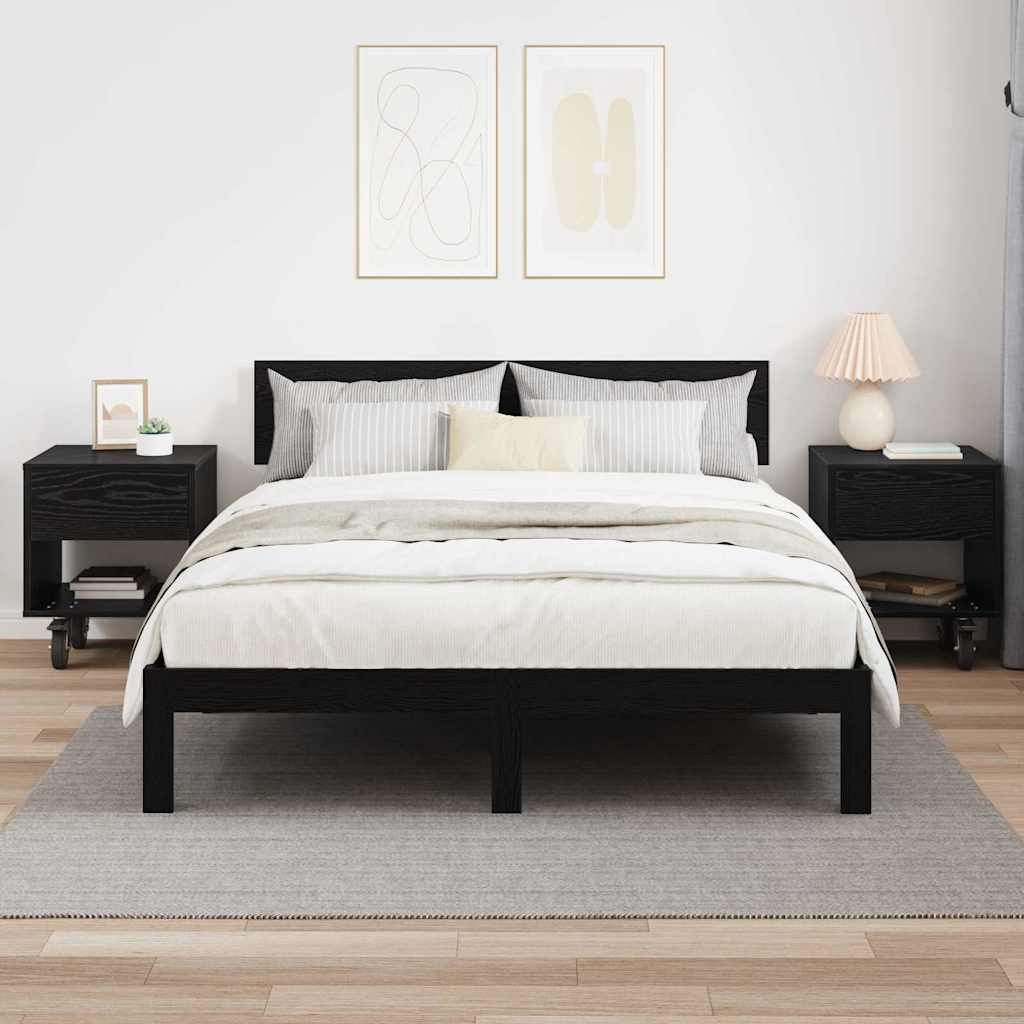 Sängbord 2 pcs Svart Ek 40,5 x 40 x 48 cm Konstruerat trä