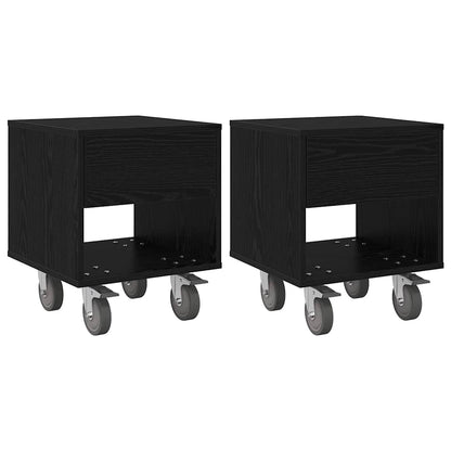 Sängbord 2 pcs Svart Ek 40,5 x 40 x 48 cm Konstruerat trä