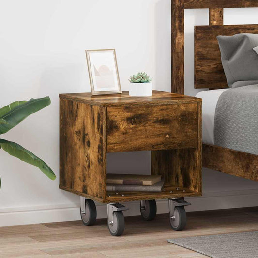 Sängbord 2 pcs Rökt ek 40,5 x 40 x 48 cm Konstruerat trä