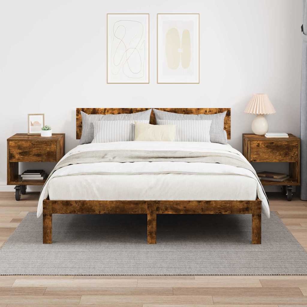 Sängbord 2 pcs Rökt ek 40,5 x 40 x 48 cm Konstruerat trä