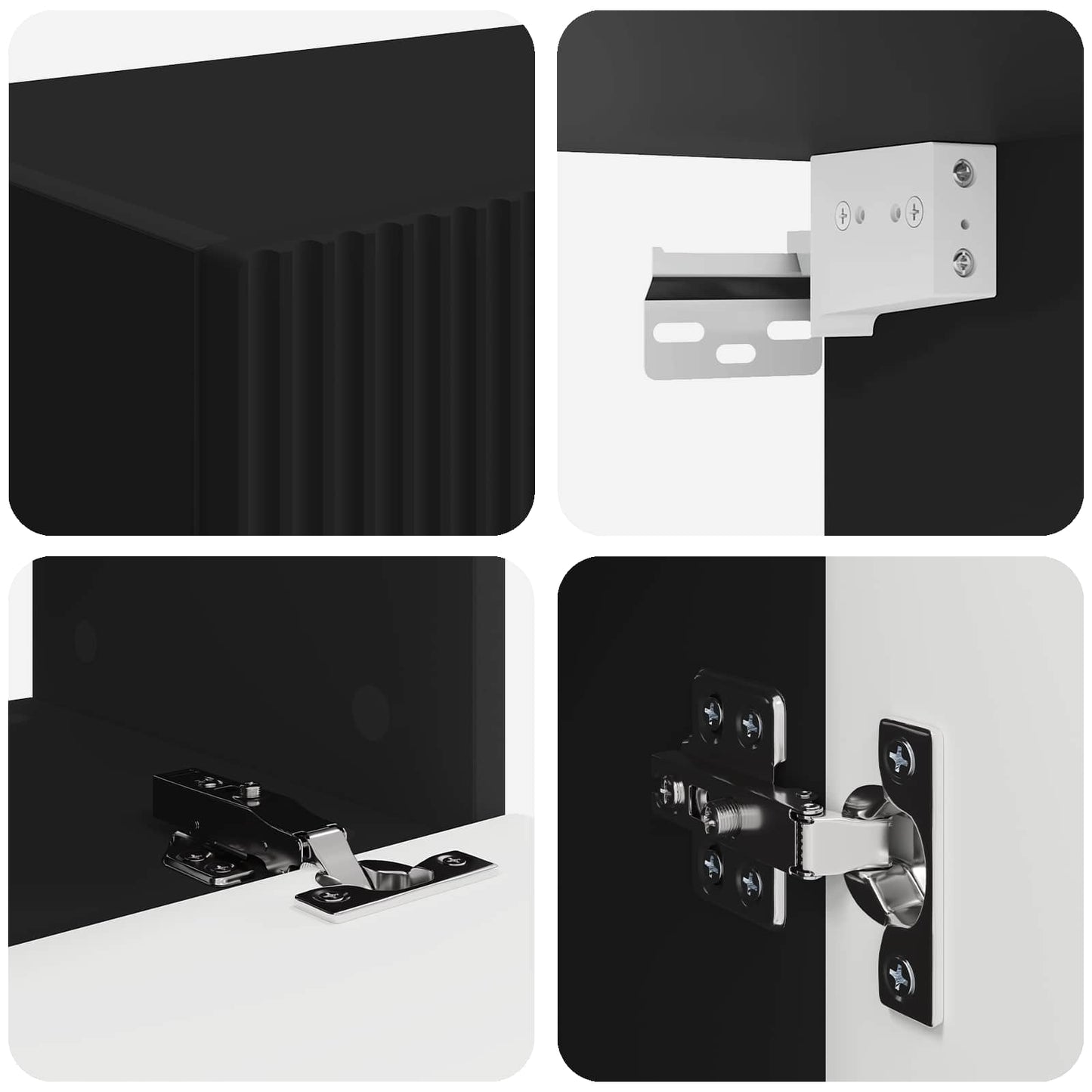 TV väggskåp set Väggmonterad 4 pcs Svart Konstruerat trä