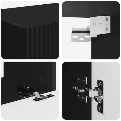 TV väggskåp set Väggmonterad 4 pcs Svart Konstruerat trä