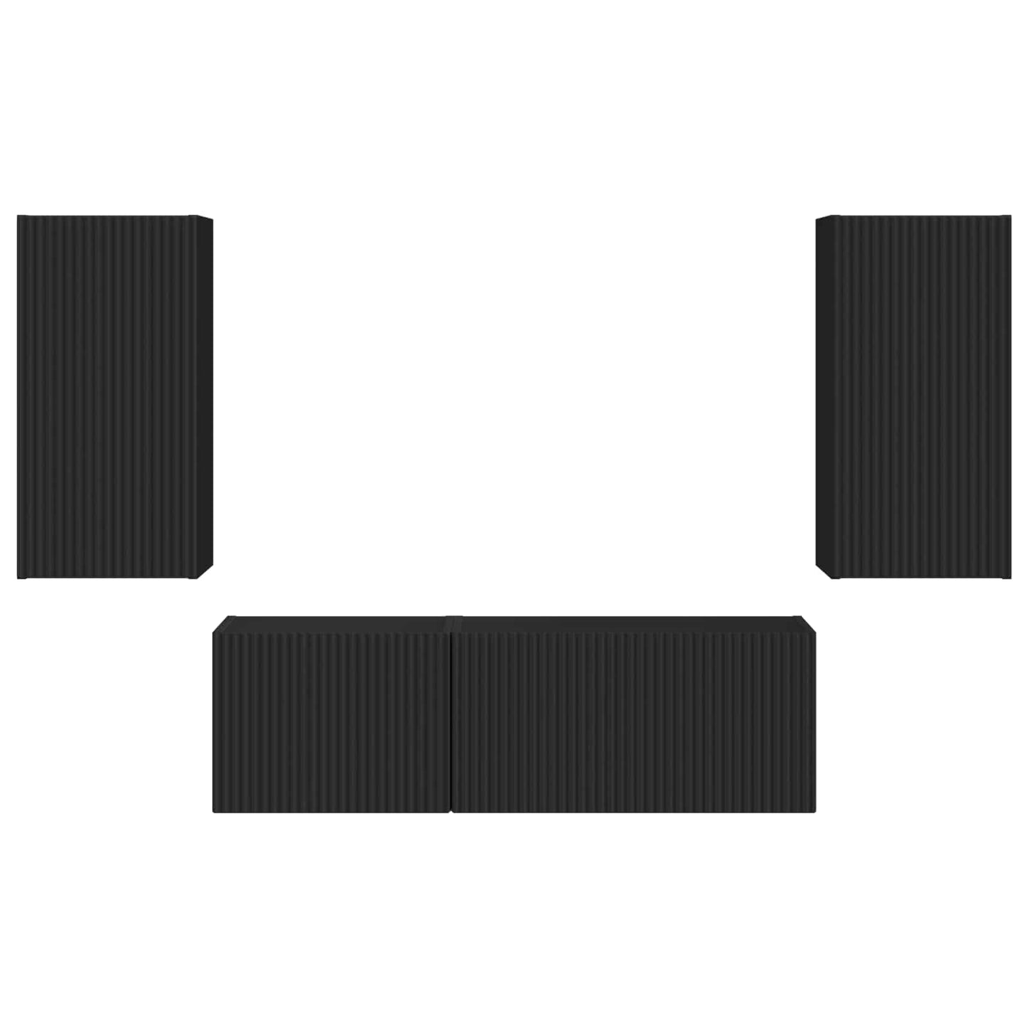 TV väggskåp set Väggmonterad 4 pcs Svart Konstruerat trä