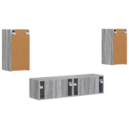 TV-bänkset 4 pcs Grå Sonoma Konstruerat trä