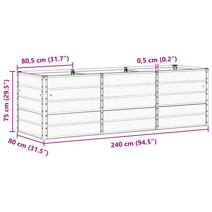 Planteringskärl Elfenben 240 x 80 x 75 cm Stål