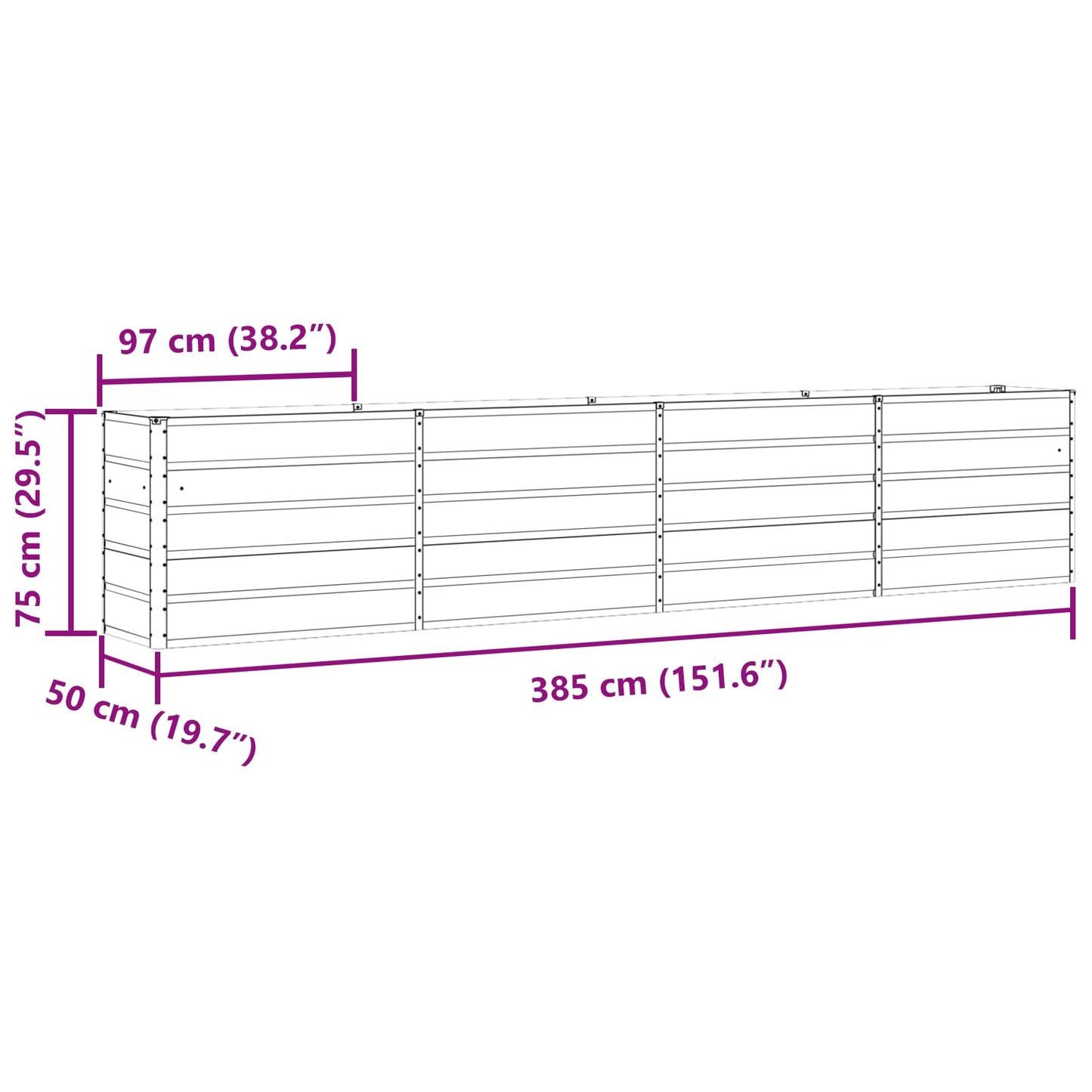 Planteringskärl Elfenben 480 x 50 x 45 cm Galvaniserat Stål
