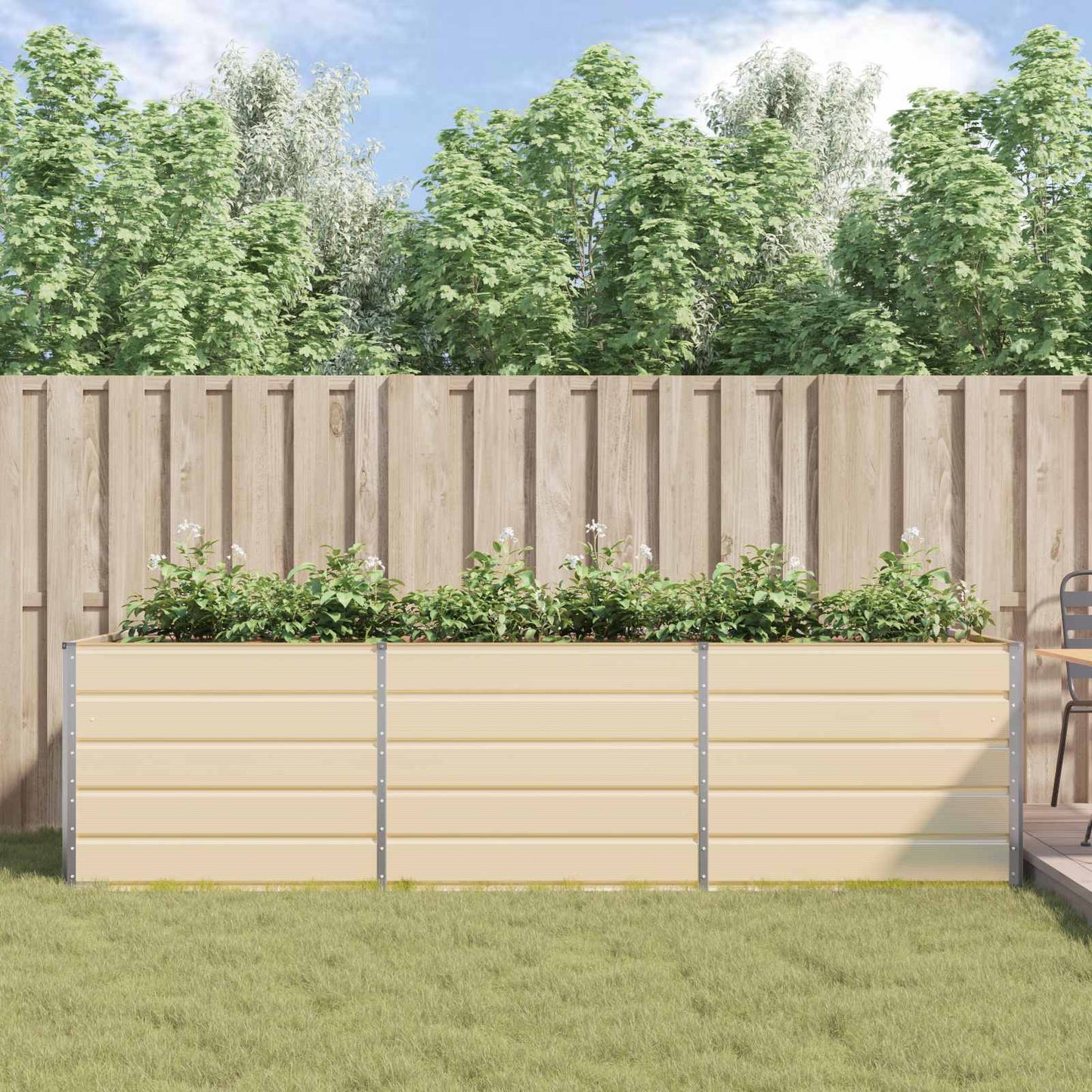 Planteringskärl Elfenben 195 x 100 x 45 cm Galvaniserat Stål