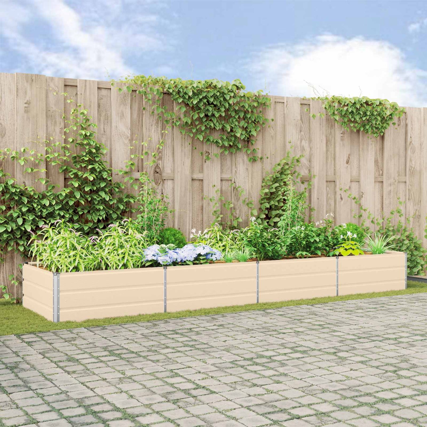 Planteringskärl Elfenben 385 x 100 x 45 cm Galvaniserat Stål