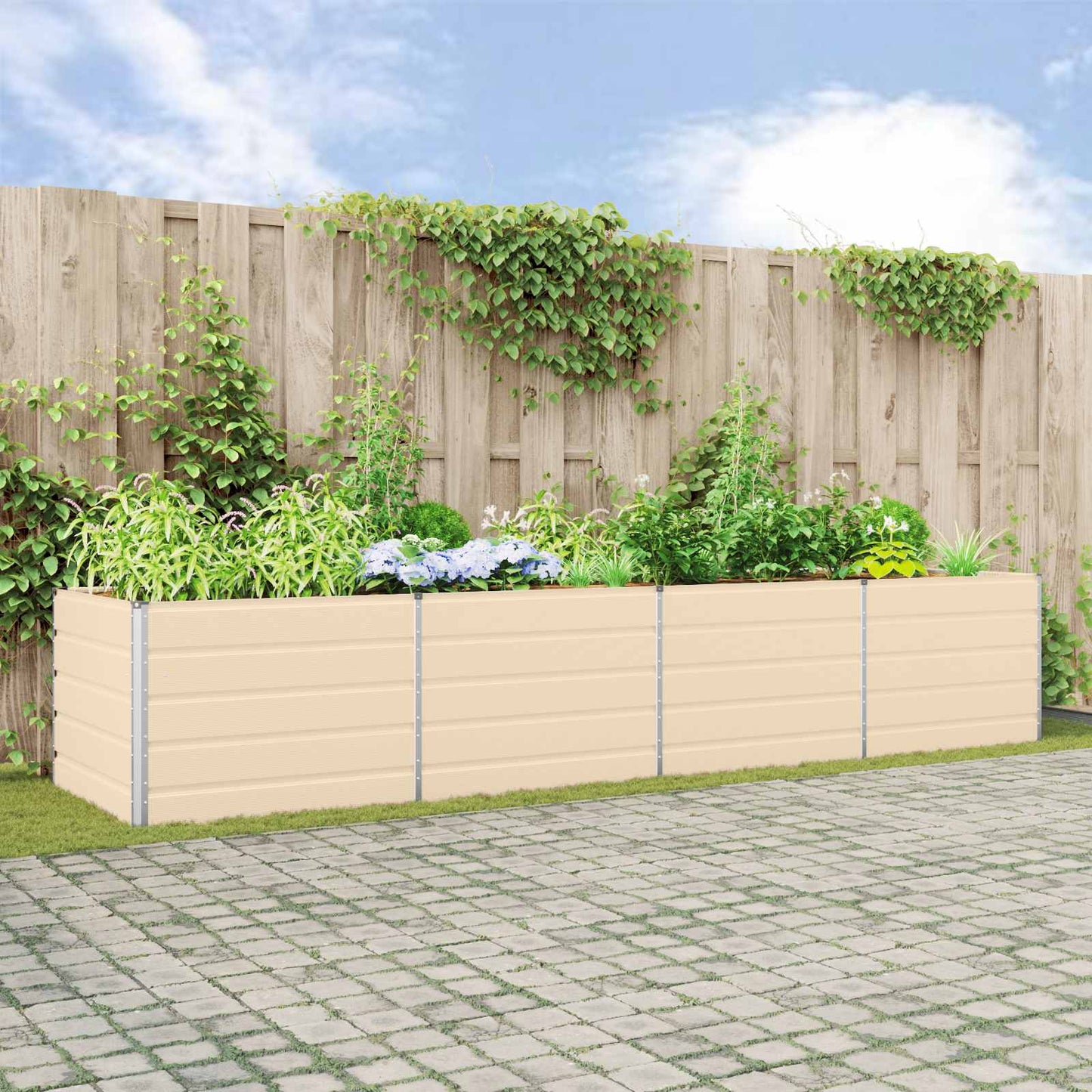 Planteringskärl Elfenben 385 x 100 x 75 cm Galvaniserat Stål